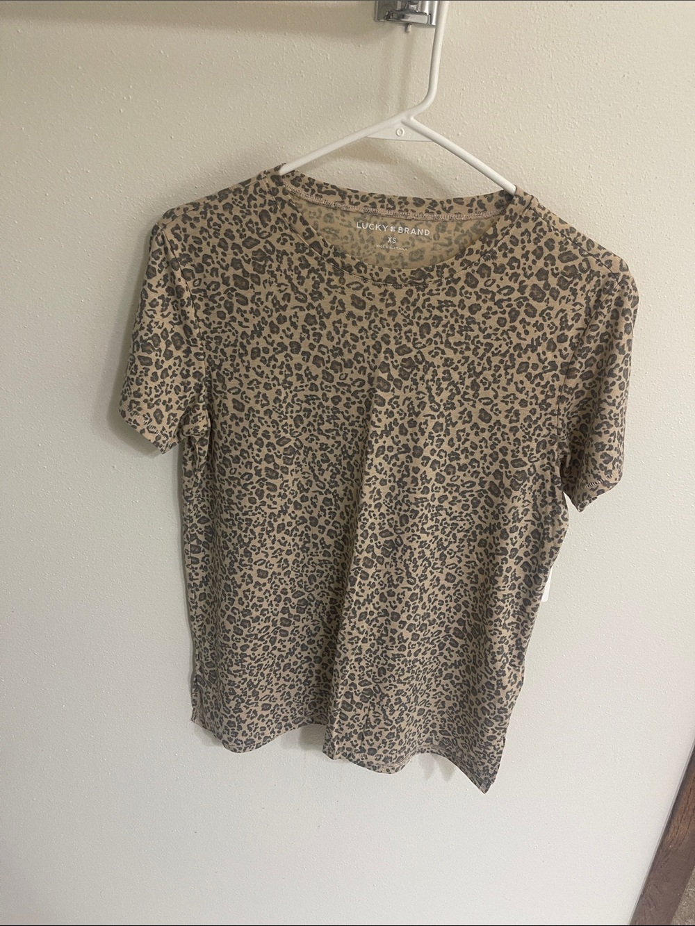 Lucky Brand Tan and brown  Leopard Print Short Sleeve Tee